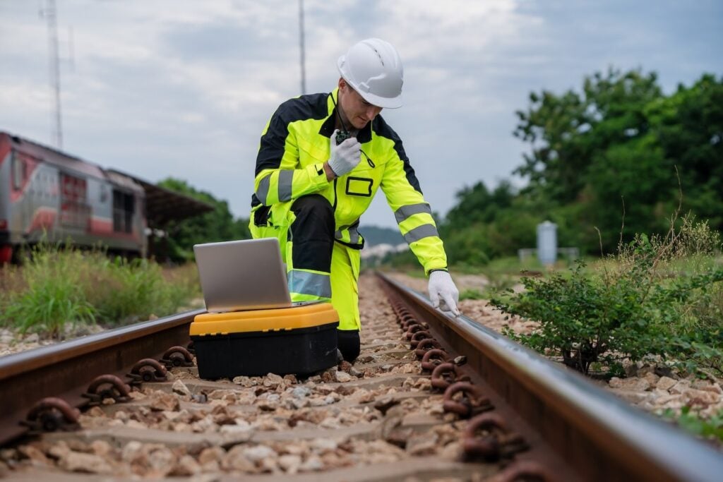 Rail Inspector Checking Track Conditions