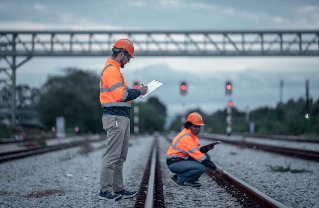 Rail Site Supervisor Reviewing Track Work