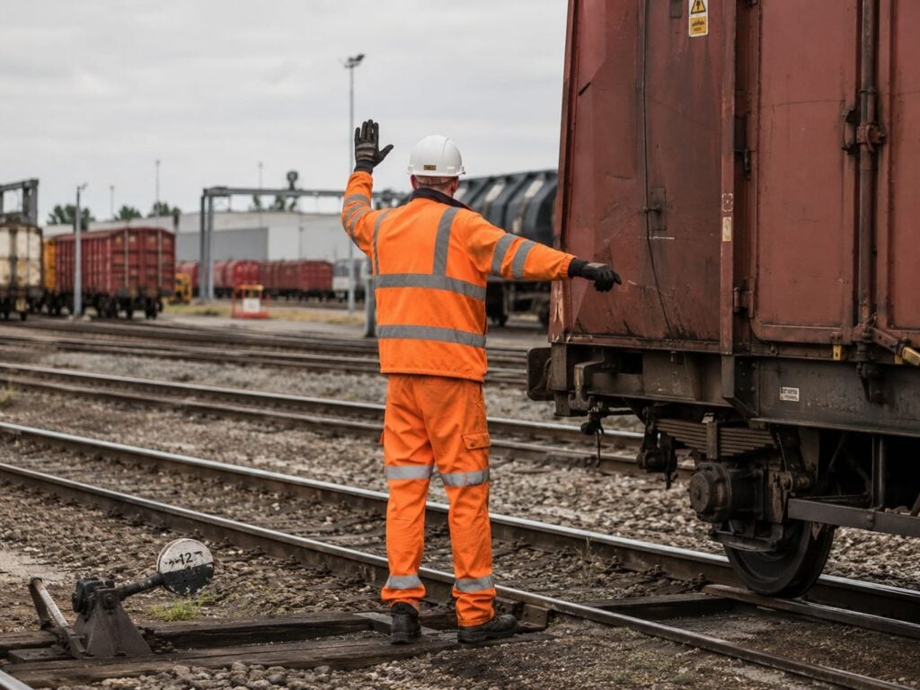 Shunting Assistant Directing Freight Wagon Movement