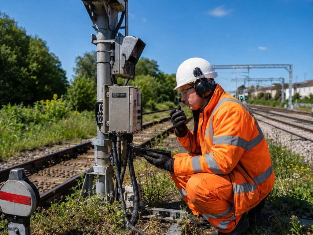 Signalling Trainee Checking Trackside Equipment