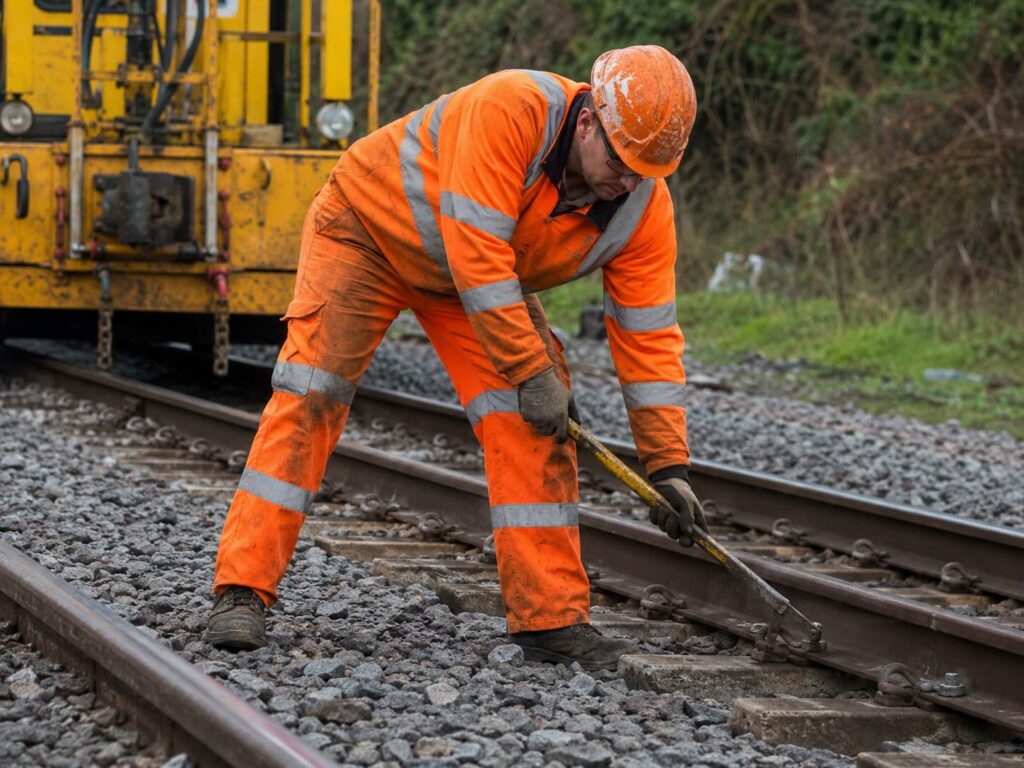Track Worker Repairing Railway Line