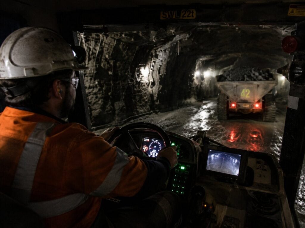 Underground Truck Operator at work in a mine