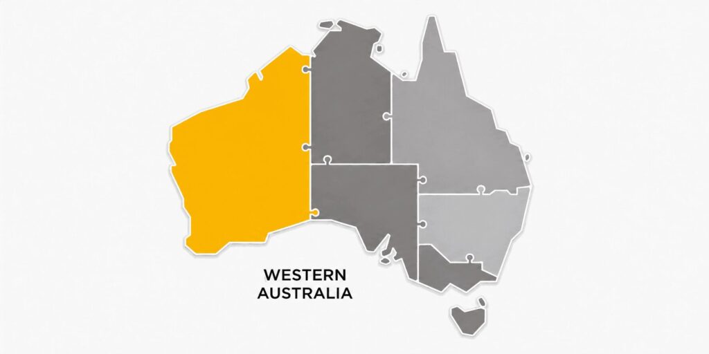 Map of Australia with Western Australia Highlighted