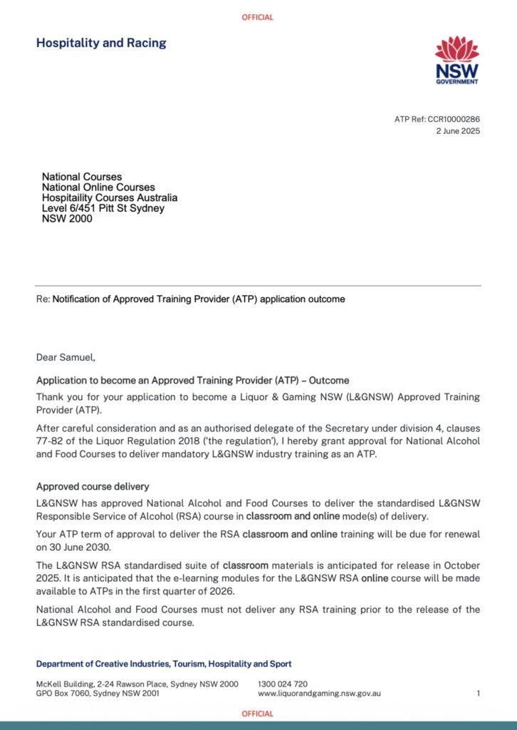 Approved trainer NSW Page 1 Liquor Gaming
